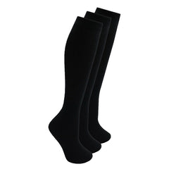 Girls Back To School Knee High Socks Black 3 Pairs