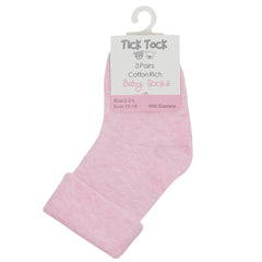 Baby Girls Turnover Socks Pink 3 Pairs