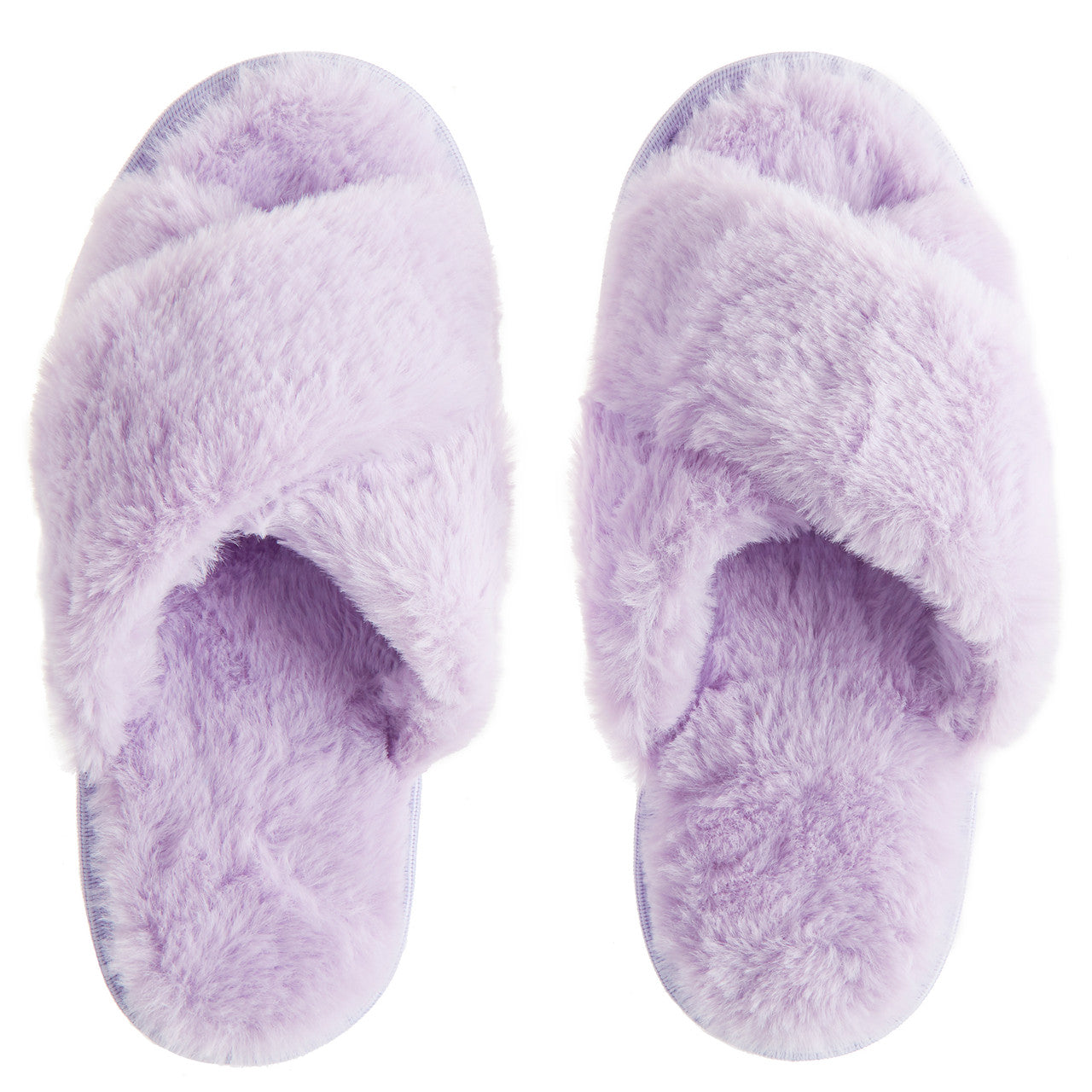 Womens Plush Faux Fur Open Toe Slippers Lilac