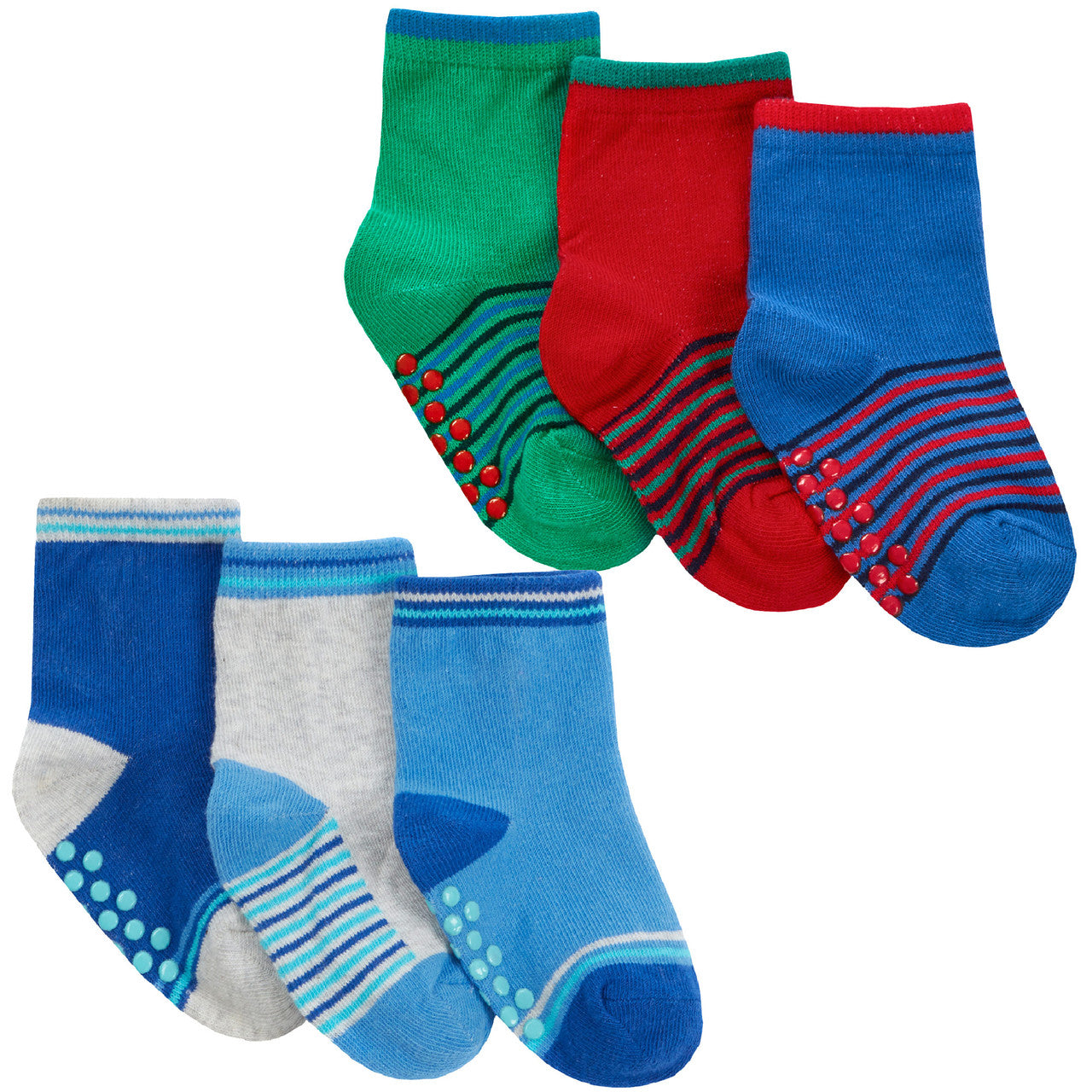 Baby Boys Anti Non-Slip Grippers Mid Calf Socks 3 6 Pairs