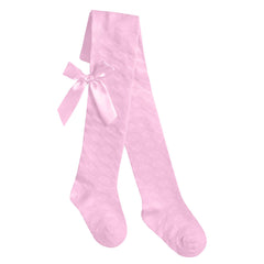 Baby Girls Tights With Cute Satin Bows 1 Pair Pink