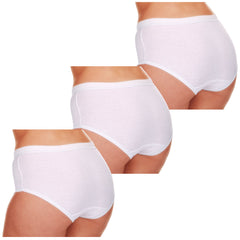 Womens 3 Pairs Plain Full Briefs Knickers Underwear Plus Size White