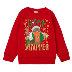 Kids Christmas Long Sleeved Sweatshirt With Cuffed Hems Red