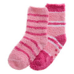 Baby Girls Fluffy Sherpa Fleece Slipper Socks with Non Slip Grippers Pink