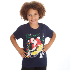 Kids Christmas Short Sleeved T-Shrit Navy