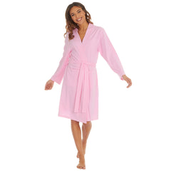 Womens Yarn Kimono Robe Lightweight Dressing Gown Pink