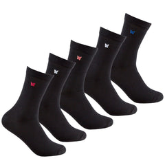 5 10 Pairs Womens Mid Calf Black Butterfly Embroidered Socks