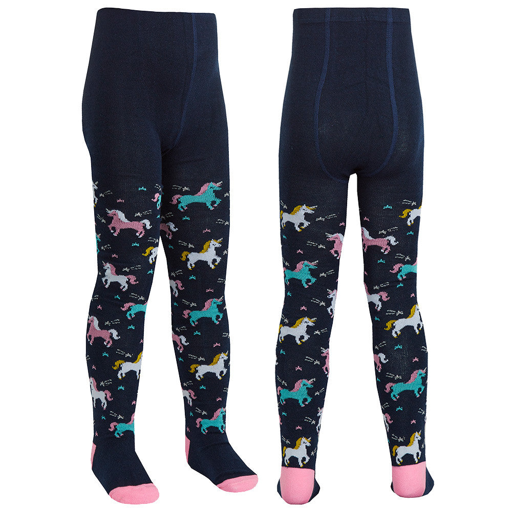 Girls Novelty Designer Tights 1 Pair - Navy