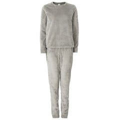Womans Plush Fleece 2 Piece Super Soft Lounge Set Pyjamas Grey
