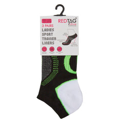 Womens Active Trainer Liner Socks 3 Pairs Green