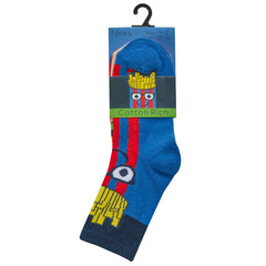 Boys Socks Novelty Design Cartoon Socks Navy - 3 Pairs