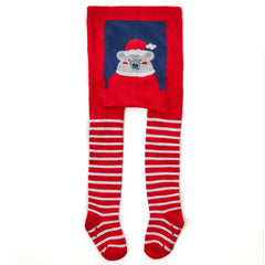 Babies Cotton Rich Novelty Christmas Design Tights Red