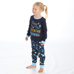 Infant Chanukah Long Sleeved Matching Pyjamas Family Lounge Sets Navy