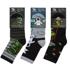 Boys Crew Socks Space Alien Dino 9 Pairs