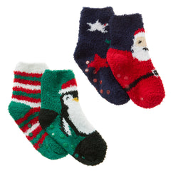 Girls Boys Unisex Christmas Novelty Fluffy Winter Socks with Grippers