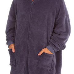 Adults Unisex Fleece Borg lining Sherpa Zipped Poncho Hoodie One Size Grey