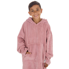 Boys Blush Pink Plain Oversized Blanket Fleece Hoodie with Pockets