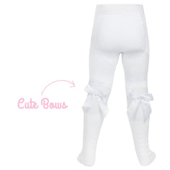 Baby Girls Tights With Cute Satin Bows 1 Pair White