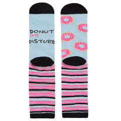 Womens Funny Slogan Novelty Mid Calf Socks Donut 1 Pair