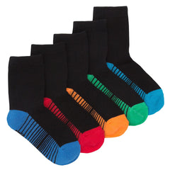 Boys Colourful Bright Heel Toe Design Socks Multicolour - 5 Pairs