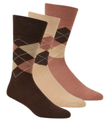 Mens Argyle Pattern Non Elastic Socks Brown