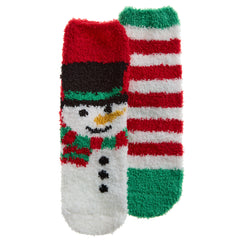 Kids Fluffy Christmas Socks Cosy Non Slip Socks with Grippers Snowman