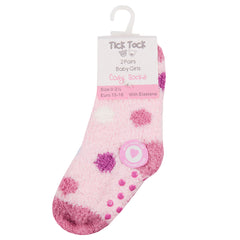 Baby Girls Cosy Lounge Socks With Abs Grippers 2 Pairs - Spots