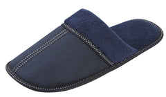 Mens Plain Mule Memory Foam Slip On Faux Suede Indoor Slippers Navy