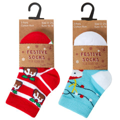 Baby Christmas Novelty Santa Themed Socks 6 Pairs