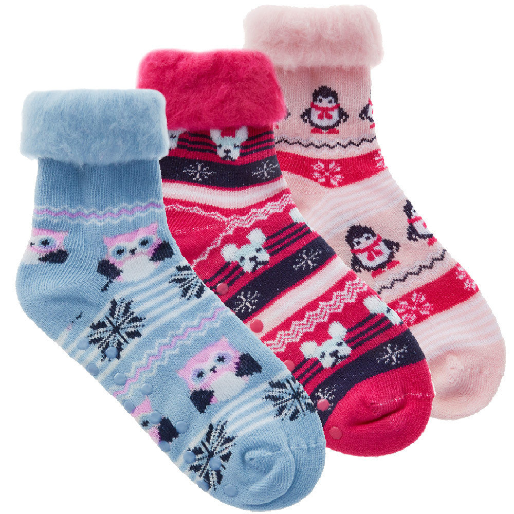 Ladies Warm Winter Bed Socks with Anti Slip Grippers Xmas Theme