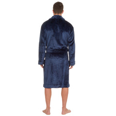 Mens Flannel Fleece Dressing Gown Classic Robe 3XL 4XL 5XL Blue