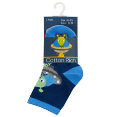 Baby Boys UFO Space Novelty Socks 3 Pairs