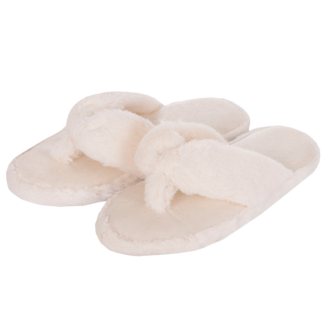 Womens Faux Fur Memory Foam Slippers Cream