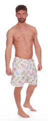 Mens Hawaiian Printed Summer Swimming Shorts Trunks White