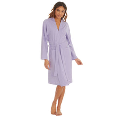 Womens Yarn Kimono Robe Lightweight Dressing Gown Lilac