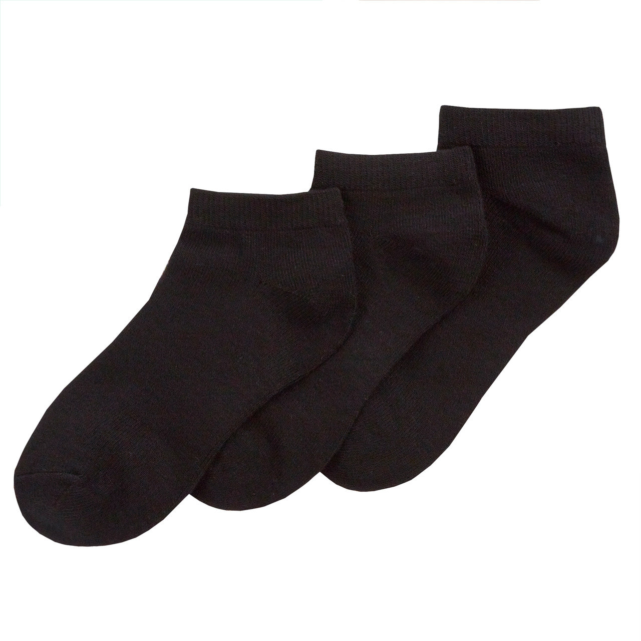 Kids Boys Girls Plain Bamboo Trainer Liner Ankle Socks Black