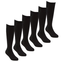 Girls Bamboo Super Gentle Soft Knee High Socks 6 Pairs - Black