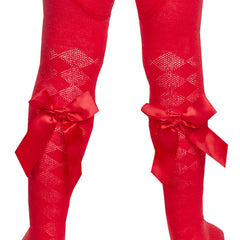 Baby Girls Tights With Cute Satin Bows 1 Pair Red