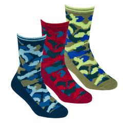 Boys Cartoon Novelty Camo Socks 3 Pairs - Camo Red