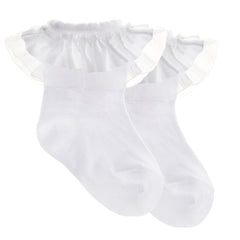 Baby Girls Socks With Decorative Frill White Lace - 1 Pair