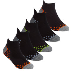 Boys Trainer Liner Sport Socks Mesh Vents Ankle Socks Orange Lines - 5 Pairs