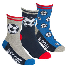 Boys Socks Football Soccer Neon Crew Sock Grey- 3 Pairs