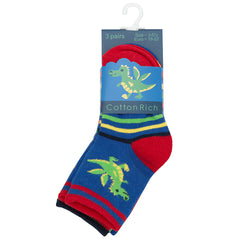 Baby Boys Low Cut Novelty Design Socks 3 Pairs Red Dino