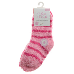 Baby Girls Fluffy Sherpa Fleece Slipper Socks with Non Slip Grippers Pink