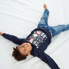 Infants Christmas Long Sleeved Sweatshirt With Cuffed Hems Navy