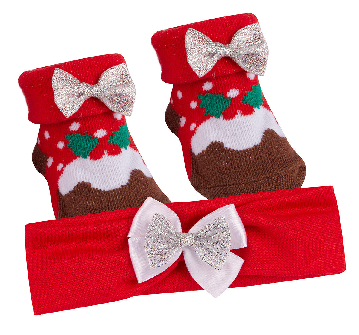 Newborn Baby Girls Booties And Headband Gift Set With Cute Bows Pudding