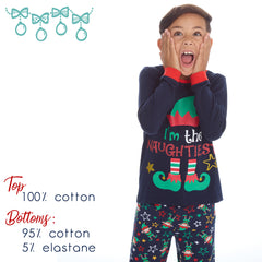 Kids Christmas Long Sleeved Matching Pyjamas Family Lounge Sets Navy