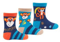 Baby Boys Novelty Animal Print Socks Orange Monkey