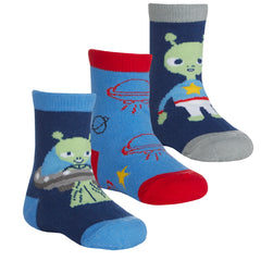 Baby Boys UFO Space Novelty Socks 3 Pairs