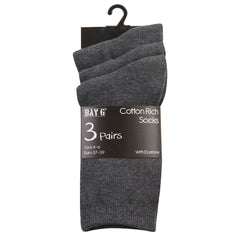 Unisex Girls Boys School Socks 3 Pairs Grey - 3 Pairs